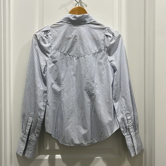 Veronica Beard “Verani” White & Blue Puff Sleeve Collared Button Down Shirt XS - Picture 8 of 8